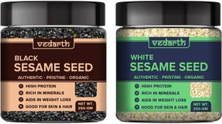 Vedarth Combo Pack of Black Sesame Seed and White Sesame Seeds Black Sesame Seeds, White Sesame Seeds