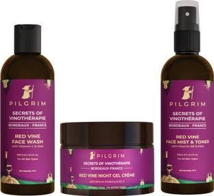 Pilgrim Red Vine Face Care Kit For Night Care, Anti-Ageing, Glowing Skin, Skin