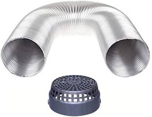 Kitchnx 6 Inch Aluminum Flexible Chimney Pipe With Cowl Cover Hose Pipe