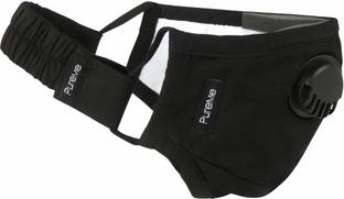PureMe Reusable N95 Anti Pollution Mask with 2 PM2.5 Filters and Detachable Head Band Black