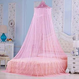 ZENTY BAZAAR Polyester Adults Washable Double Bed [Round] Mosquito Net 1///27 Mosquito Net