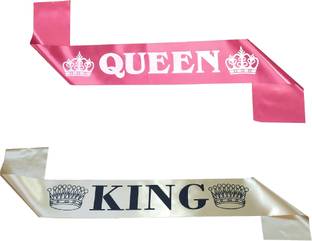 MOREL RED SATIN 'QUEEN' SASH OR GOLDEN COLOR SATIN 'KING' SASH, SCHOOL, COLLAGE AND OFFICE TRADITIONS, ANNIVERSARY, BACHELOR PARTY DECORATIONS ITEMS