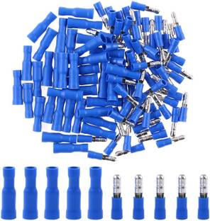 RPI SHOP Fully Insulated Male Female Bullet Wire Connector, Electrical Crimp Terminals, ( MPD 2-156, FRD 2-156) Each 25 Pcs Each Pack of 50 Pcs (Blue) Bullet Wire Connector Wire Connector