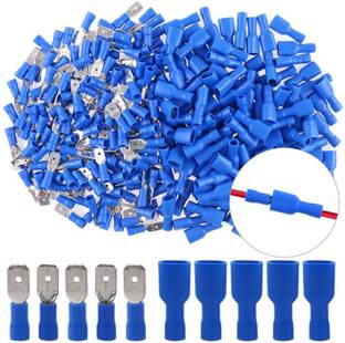 RPI SHOP Fully Insulated Male Female Spade Bullet Wire Connector, Electrical Crimp Terminals, (MDD 2-250, FDFD 2-250) Each 50 Pcs Each Pack of 100 Pcs (Blue) Bullet Wire Connector Wire Connector