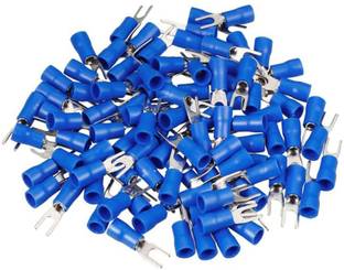 RPI SHOP Copper Fork Type Wire Lug, Battery Cable Ends, Furcate Fork Terminals Connectors, Insulated,Fit Cable Size:2.5 Sqmm (Color: Blue) pack of 100 Pcs Fork Type Wire Connector Wire Connector
