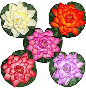 Kanha Floating Lotus Large size Lotus Artificial Flower 7 inch Multicolor Lotus Artificial Flower