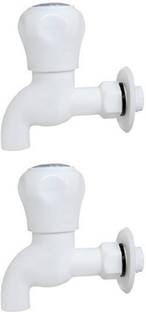 COSSIMO -CMS-02 Premium White PVC Bib Cock/Water Taps for Kitchen, Bathroom, Wash Basins, PVC Taps Faucet for Hot and Cold Water - (1/2" , 13mm) Set of 2 pcs Bib Tap Faucet