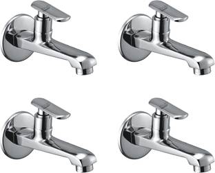 Spazio Heavy Brass Long Body Tap/Bib Tap (Pack Of 4) With Brass Wall Flange Bib Tap Faucet