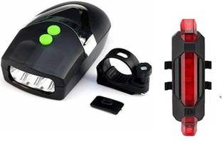 M MOD CON Combo of Bicycle LED Front Head Light & Horn with rechargable Cycle Tail Light LED Front Rear Light Combo