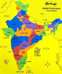 GeoKraft India Map with States Eva Foam Jigsaw Puzzle - Educational Learning Toy for Boys and Girls