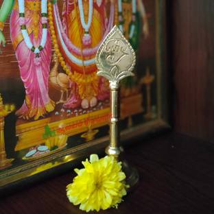 aalayam selveer Brass Lord Murugan Vel With Stand 5.5 Inches Brass Yantra