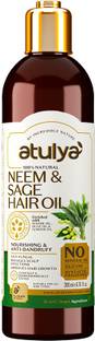 Atulya Neem & Sage Hair Oil - Silicones, Parabens, Mineral Oil Free (100% Natural) Hair Oil