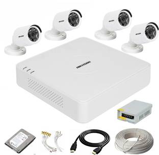 HIKVISION 4 Channal TURBO HD DVR 1080p 1Pcs,Outdoor Camera 4Pcs, Security Camera