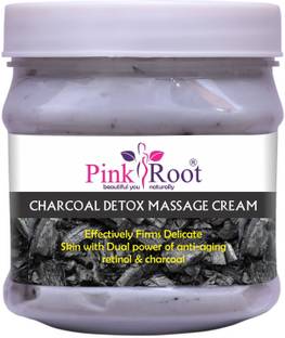 PINKROOT Charcoal Detox Massage Cream Effectively Firms Delicate Skin with Dual Power of anti-aging Retional & Charcoal