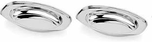 Mohini steels Stainless Steel Serving Tray, Oval Serving Plate Tray (Pack of: 2) Tray