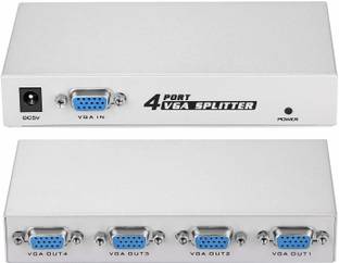 TERABYTE 4 Port VGA Splitter Sharing Switch Box 200MHz 1 Input 4 Output VGA Switcher 1 PC to 4 Monitors SVGA/XGA Video Distributor Converter Media Streaming Device
