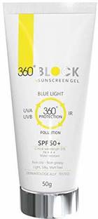 360 Block Sunscreen - SPF 50 PA+ Gel SPF 50+ Protection Against Blue Light, UVA, UVB & IR