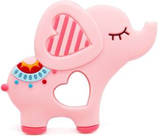 iSweven Elephant Shaped Food Grade Silicone Baby Teethers BPA Free Chew Toys Teethers for Babies Toddler Soother Pacifier (90-21C) Teether