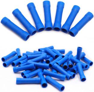 RPI SHOP Fully Insulated Straight Butt Connector Electrical Wire Crimp Terminals, (BV-2) Pack of 25 (Blue) Butt Connector Wire Connector