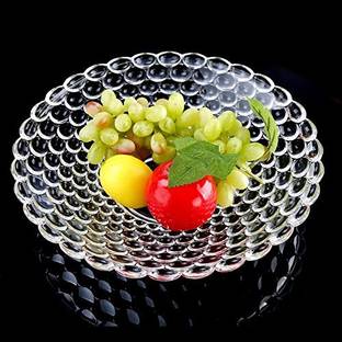 Carat24 Glass Decorative Bowl Fruit Bowl for Dining Table, serving Bowl for Home Kitchen Decoration, Gift Items dry Fruit Bowl