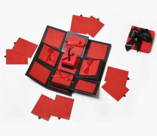 Crafted with passion red drama Explosion Box for birthday anniversary love Greeting Card