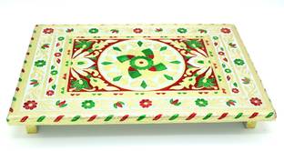 Epraiser Premium ( Medium SIze : 12 x 18 inch ) Wooden Handcrafted Meenakari Work Multicolor Multipurpose Puja Chowki / Path / Chaurang for Home and Office Décor or Gifting Purpose Wooden All Purpose Chowki