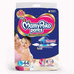 MamyPoko Pants Extra Absorb Diaper, Large (44 Count) - L