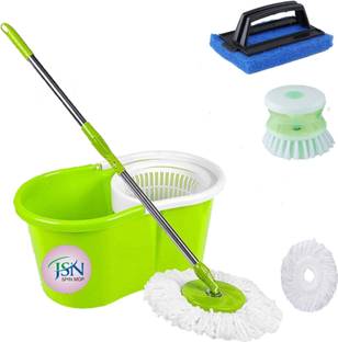 JSN Easy Magic Spin Floor Mop 360 Degree Bucket Mopper Floor Cleaner with Bucket 2 M Mop Set