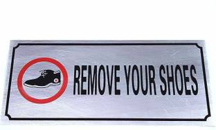 Levin Stainless Steel remove your shoes Name Plate