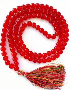 SHREENATHJI Red Agate Japa Mala 108+1 Beads, 8mm Necklace for Surya/Gayatri/Laxmi/Ganpati Mantra japa Men & Women Stone Chain
