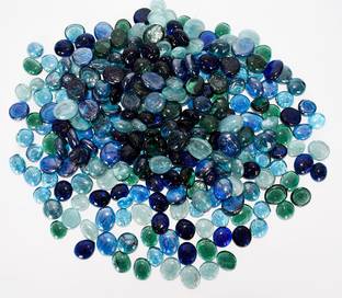 ERCOLE Glossy Finish Decorative Shiny Glass Pebbles For Aquarium Vase Filler Home Garden & Outdoor Decoration (Multi Colour, 2 Kg) Polished, Carved, Regular Round, Oval Fire Glass Pebbles