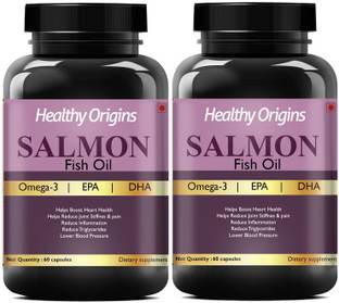 Healthy Origins Salmon Omega-3 Fish Oil Salmon Fish, For Brain, Heart, Joint Health (2) Pro