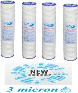 IONIX 3 Micron pre Filter, Yarn Spun, PP + Yarn, 10 inches, Compatible with All Standard Size pre Filters, Pack of 4 Solid Filter Cartridge
