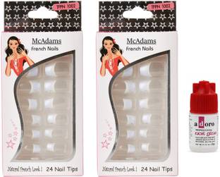 McAdams Reusable Artificial Transparent French Nails in Regular Length with Glue Transparent