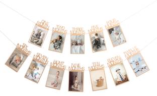 PARTY MIDLINKERZ Thickened Kraft Card Paper 1st Birthday Bunting Baby Photo Banner Banner (20 ft, Pack of 12) Banner