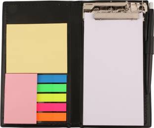 KABEER ART 3 Compartments Pu Leather Writing Pad with Pen And Sticky Notes