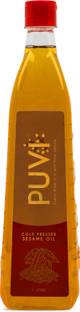 Puvi Cold Pressed Gingelly/Sesame Oil (Virgin, Chekku/Ghani) - 1 Litre Sesame Oil Plastic Bottle