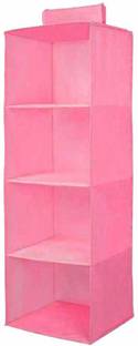whitekrafts 4 Hanging organizer Shelves Wardrobe Organiser Hanging_Pink_4_shelf
