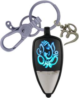 SHOKY LOOKS Ganesha Multiclor Light along with high Quality Locking Hook and Om Key Chain
