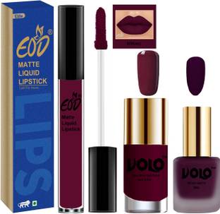 EOD Liquid Matte Lipstick Matte Nail Polish and Ultra Shine Nail Polish Unique Combo Set of 3(Wine, Wine, Light Wine)