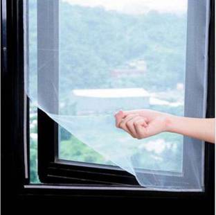 buyagain HDPE - High Density Poly Ethylene Adults Washable Mosquito Net 120 GSM Insect Net, FIBREGLASS White 4X4 FTWindow Mosquito Mesh Stitched Net Screen with Hook & Loop Tape and Polyester Edge Fabric, Mosquito Net