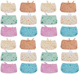 mw प्रिंट New Born Baby Cotton Premium Quality U Shape Nappies, Nadi ,Langot Washable Reusable Cotton Diaper Nappy Baby Cozy Wear Pack of 24 pcs (0-6 Months)