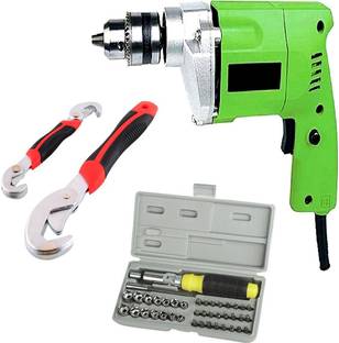 Shopper52 10mm Powerful Electric Drill Machine with 41 Pcs Tool Kit Screwdriver and Snap N Grip Wrench...