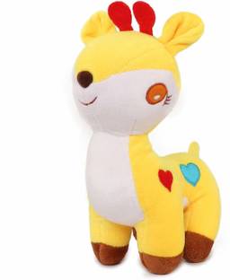 Webby Soft Animal Plush Deer Toy 20cm, Pink  - 8 cm