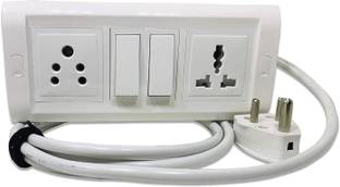 Ronofic Wire Board With short (1.5 Sq mm) 2 Socket 1 Switch 16 Amp 2 Meter Wire Extension Board (White)| Travel Extension body material Polycarbonate 2  Socket Extension Boards