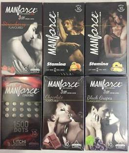 MANFORCE Honeymoon Pack Mix Flavour (Combo Pack 6 x 10) With Condom (Set of 6, 6S) Condom