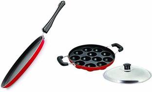 vijee Combo 2 Pcs Set of Crispy Dosa Tawa & Appam pan,Paniarakkal Pan,Paddu Maker,Ponganal Maker,paniyaram Pan, Cookware Set Non-Stick Coated Cookware Set