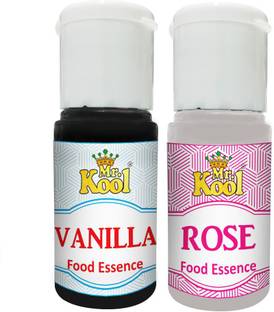 Mr.Kool Food Essence Vanilla, Rose Flavors 20ml Each Combo Pack Of 2 Essence for Cake, Cookies, Ice Cream, Sweets (40ml) Vanilla Liquid Food Essence