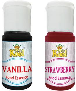 Mr.Kool Food Essence Vanilla, Strawberry Flavors 20ml Each Combo Pack Of 2 Essence for Cake, Cookies, Ice Cream, Sweets (40ml) Vanilla Liquid Food Essence