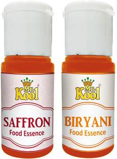 Mr.Kool Food Essence Saffron, Biryani Flavors 20ml Each Combo Pack Of 2 Essence for Cake, Cookies, Ice Cream, Sweets (40ml) Saffron Liquid Food Essence